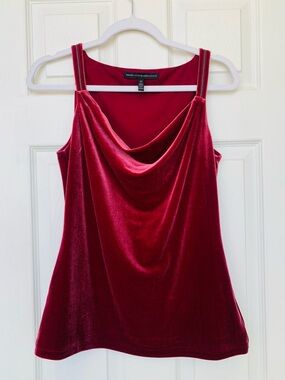 White House Black Market Velvet Drape Neck Tank Top, burgundy color, XS, New
